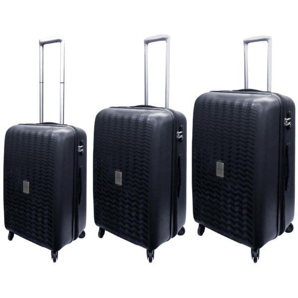 Highflyer WAVES Unbreakable Hard Trolley Luggage Bag 3pc Set TH-WAVES-3PC - Black Highflyer WAVES Unbreakable Hard Trolley Luggage Bag 3pc Set TH-WAVES-3PC - Black