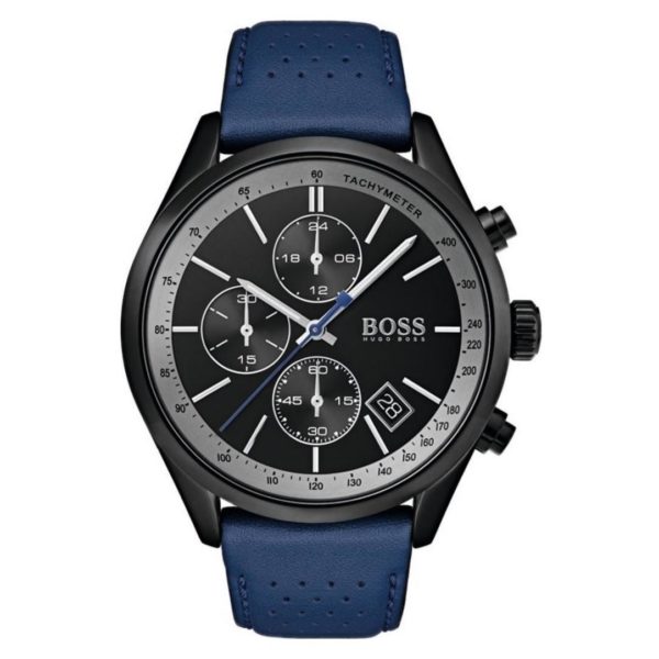 Hugo Boss Grand Watch For Men with Blue Leather Strap Hugo Boss Grand Watch For Men with Blue Leather Strap