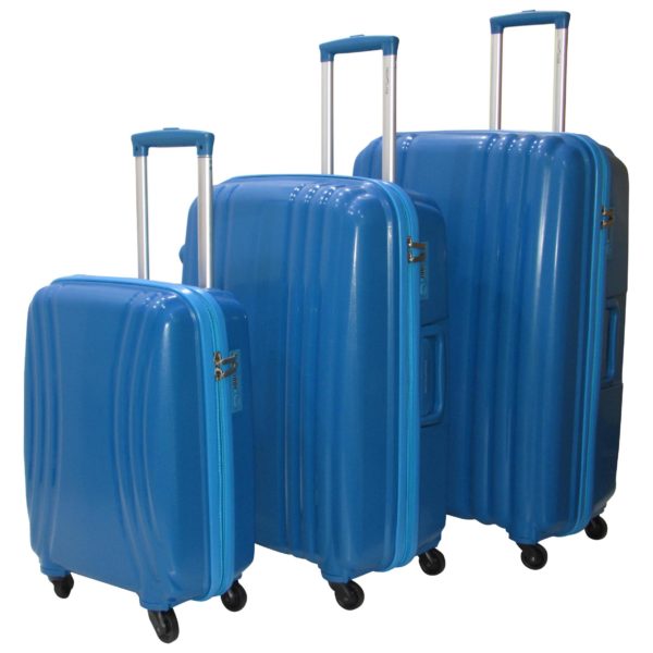 Highflyer THKELVIN3PC Kelvin Trolley Luggage Bag Blue 3pc Set Highflyer THKELVIN3PC Kelvin Trolley Luggage Bag Blue 3pc Set
