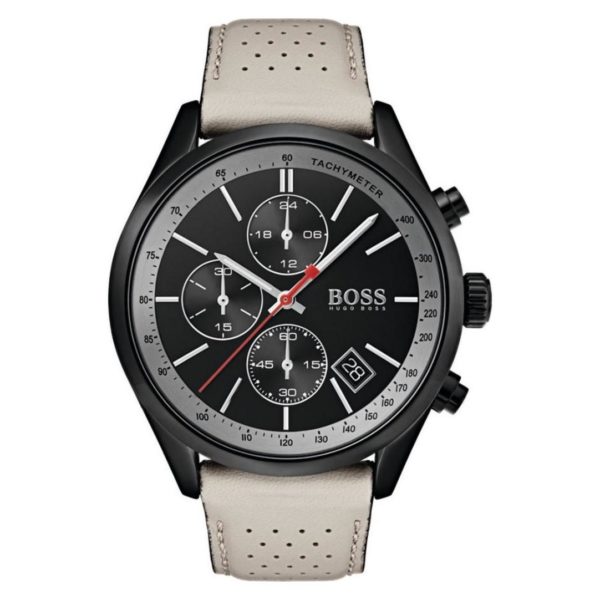 Hugo Boss Grand Watch For Men with Beige Leather Strap Hugo Boss Grand Watch For Men with Beige Leather Strap