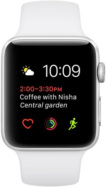 apple watch 42mm silver aluminum case with white sport band