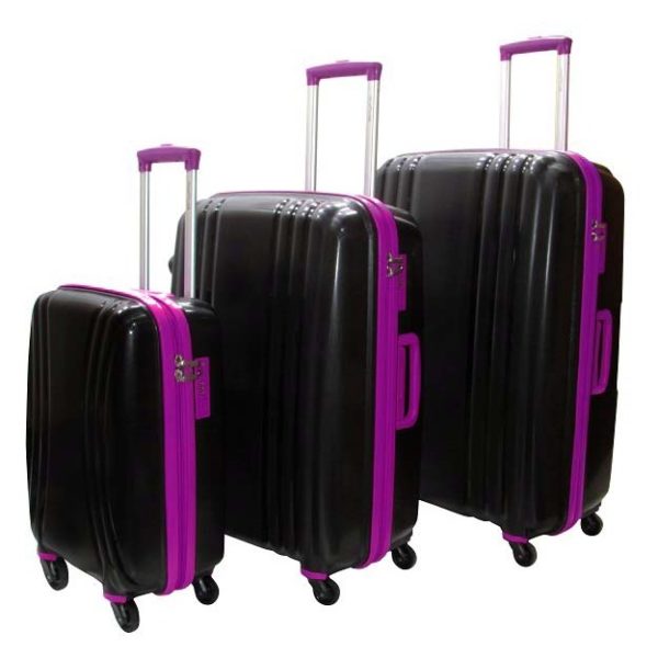 Highflyer THKELVIN3PC Kelvin Trolley Luggage Bag Black/Purple 3pc Set Highflyer THKELVIN3PC Kelvin Trolley Luggage Bag Black/Purple 3pc Set