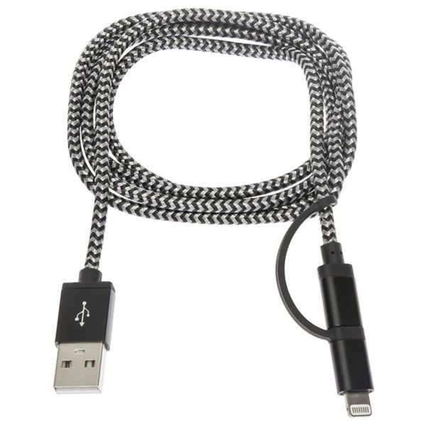 Nushh 2in1 Micro USB Cable With Lightning Adaptor 1M Black/White Nushh 2in1 Micro USB Cable With Lightning Adaptor 1M Black/White