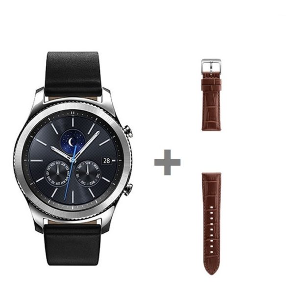 Samsung SM-R770 Gear S3 Universal Smartwatch Silver + ETYSA76MDEGAE Alligator Grain Leather Band Brown For Gear S3 Samsung SM-R770 Gear S3 Universal Smartwatch Silver + ETYSA76MDEGAE Alligator Grain Leather Band Brown For Gear S3