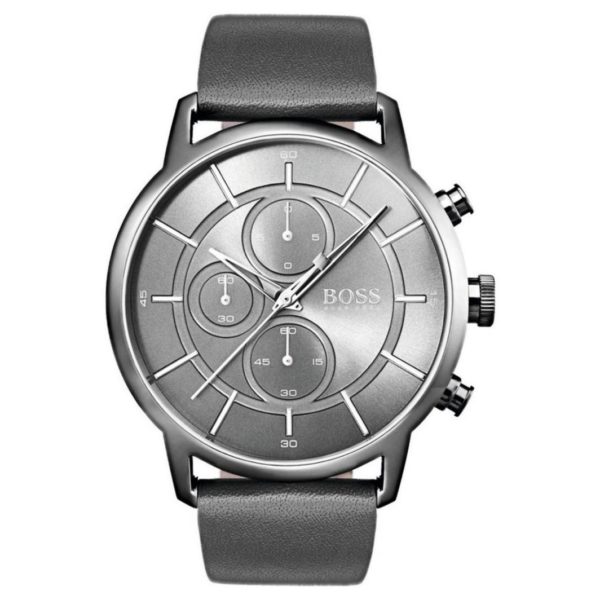 Hugo Boss Architectural Watch For Men with Dark Grey Leather Strap Hugo Boss Architectural Watch For Men with Dark Grey Leather Strap