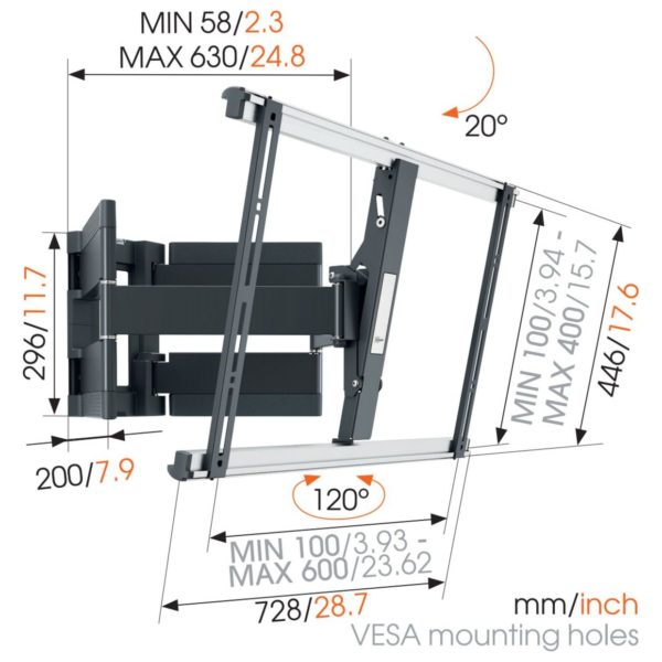 Vogel Extra Thin Rotary TV Wall Mount 40-100inch Black THIN550 Vogel Extra Thin Rotary TV Wall Mount 40-100inch Black THIN550