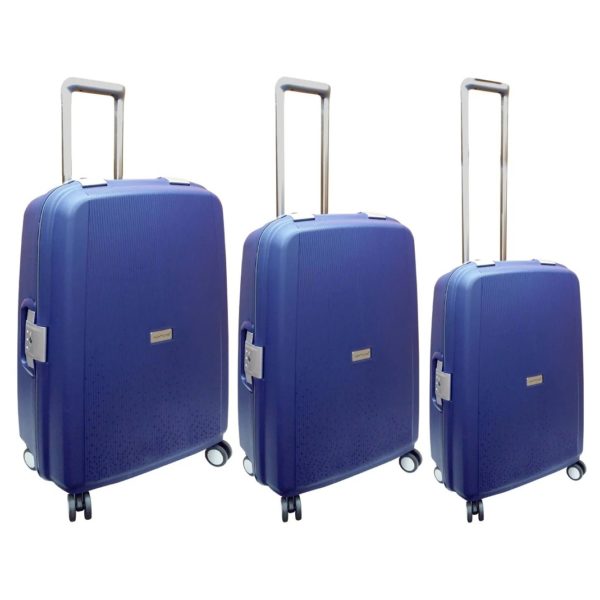 Highflyer Rock Trolley Luggage Bag Blue 3pc Set - THROCK3PC Highflyer Rock Trolley Luggage Bag Blue 3pc Set - THROCK3PC