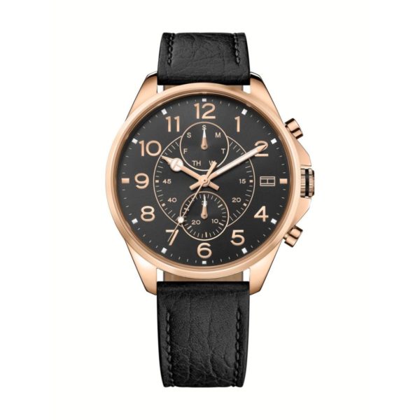 Tommy Hilfiger DEAN Watch For Men with Black Leather Strap Tommy Hilfiger DEAN Watch For Men with Black Leather Strap