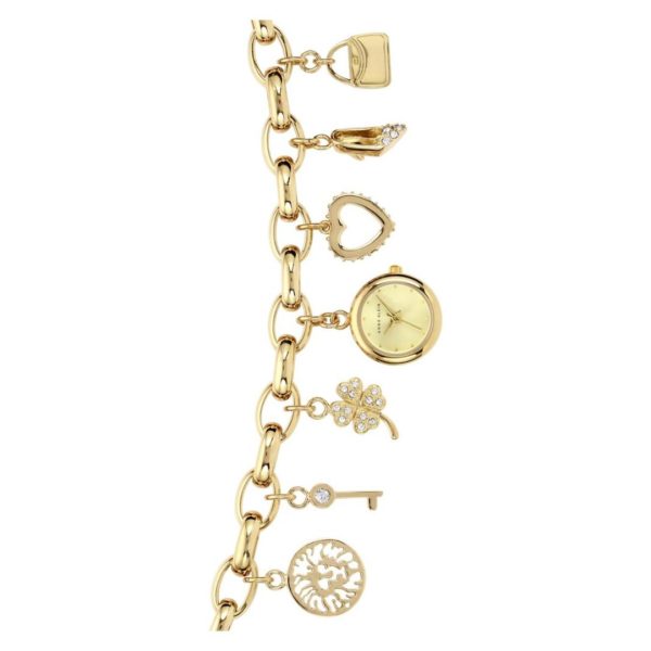 Anne Klein Gold Charm Bracelet Watch For Women Anne Klein Gold Charm Bracelet Watch For Women