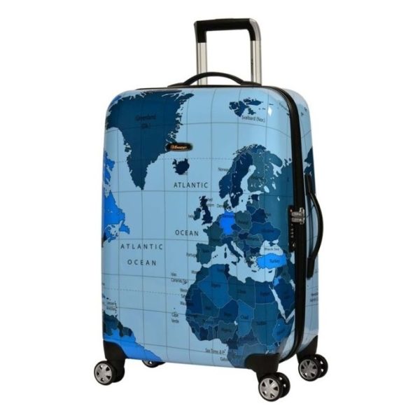 Eminent Map Spinner Trolley Luggage Bag Blue 24inch - KF3224BLU Eminent Map Spinner Trolley Luggage Bag Blue 24inch - KF3224BLU