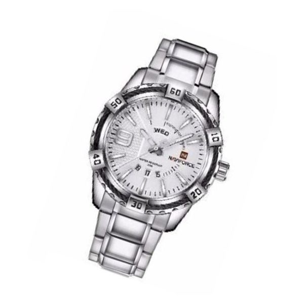 Naviforce Mens Watch Silver White NF9117N Naviforce Mens Watch Silver White NF9117N