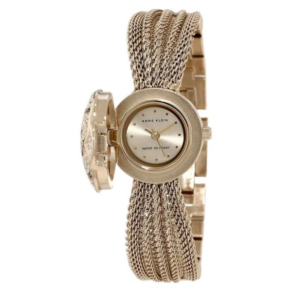 Anne Klein Swarovski Crystal Accented Watch For Women with Gold-Tone Covered Dial Mesh Bracelet Anne Klein Swarovski Crystal Accented Watch For Women with Gold-Tone Covered Dial Mesh Bracelet