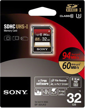 Sony SF32UX2T SD Card 32GB Sony SF32UX2T SD Card 32GB