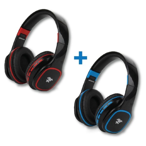 Eklasse EKBTHP11BSN Bluetooth Headphone Black/Red + EKBTHP11BSN Bluetooth Headphone Black/Blue Eklasse EKBTHP11BSN Bluetooth Headphone Black/Red + EKBTHP11BSN Bluetooth Headphone Black/Blue