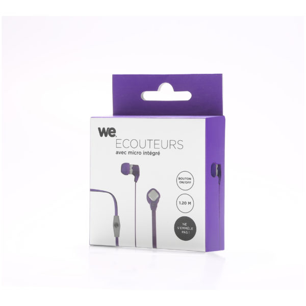 We Earphone With Mic 1.20M Purple/Grey We Earphone With Mic 1.20M Purple/Grey