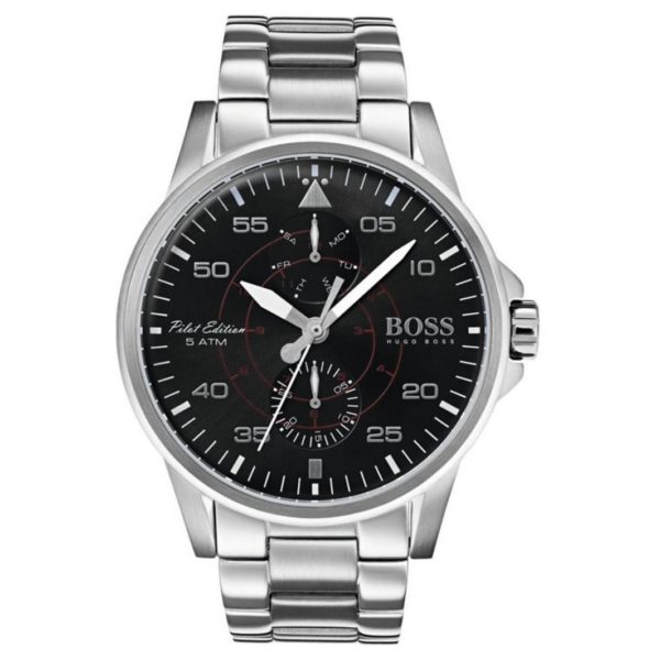 Hugo Boss Aviator Watch For Men with Silver Bracelet Hugo Boss Aviator Watch For Men with Silver Bracelet