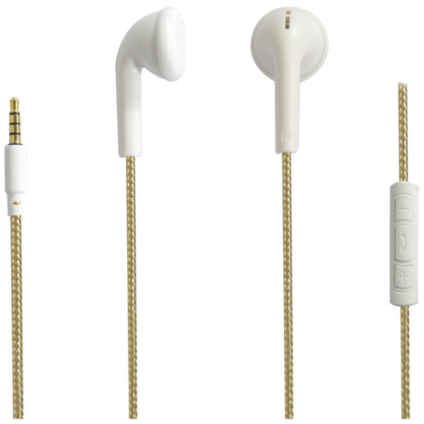 We Earphone With Mic & Woven Cable 1.20M Gold We Earphone With Mic & Woven Cable 1.20M Gold