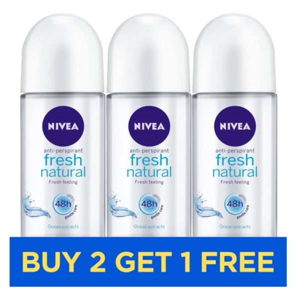 Nivea Fresh Natural Roll On Women 50ml - Buy 2 Get 1 Free Nivea Fresh Natural Roll On Women 50ml - Buy 2 Get 1 Free
