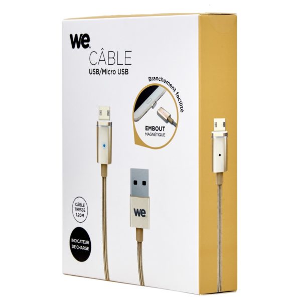 We Magnetic Micro USB Cable 1.2M Gold We Magnetic Micro USB Cable 1.2M Gold