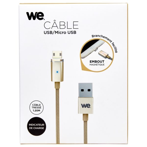 We Magnetic Micro USB Cable 1.2M Gold We Magnetic Micro USB Cable 1.2M Gold