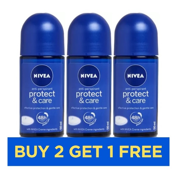Nivea Protect & Care Roll On Men 50ml - Buy 2 Get 1 Free Nivea Protect & Care Roll On Men 50ml - Buy 2 Get 1 Free