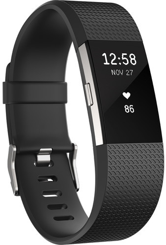 Fitbit Charge 2 Wristband Laryon Black Silver Large - FB407SBKLEU Fitbit Charge 2 Wristband Laryon Black Silver Large - FB407SBKLEU