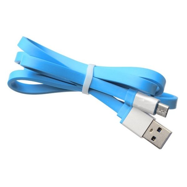 We Flat Reversible Micro USB Cable 1m Blue We Flat Reversible Micro USB Cable 1m Blue