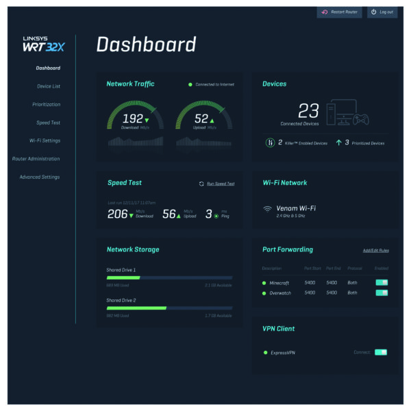 Linksys WRT32X AC3200 Dual-Band Wi-Fi Gaming Router with Killer Prioritisation Engine Linksys WRT32X AC3200 Dual-Band Wi-Fi Gaming Router with Killer Prioritisation Engine