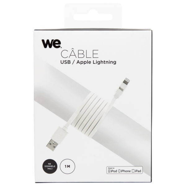 We Flat Lightning Cable 1M White We Flat Lightning Cable 1M White