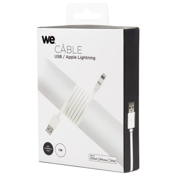 We Flat Lightning Cable 1M White We Flat Lightning Cable 1M White