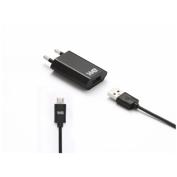 We Home Charger With Twisted Micro USB Cable 1.5 m - Black We Home Charger With Twisted Micro USB Cable 1.5 m - Black