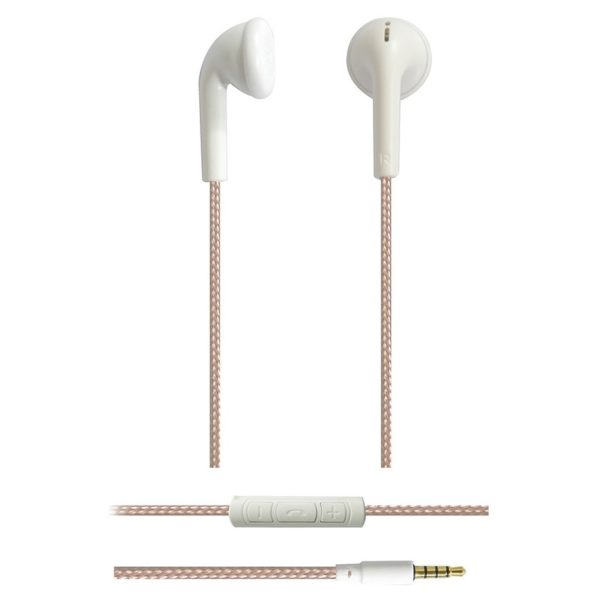 We Earphone With Mic & Woven Cable 1.20m Pink/Gold WEINTRANYR We Earphone With Mic & Woven Cable 1.20m Pink/Gold WEINTRANYR