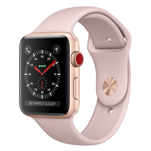 Apple Watch Series 3 GPS + Cellular 38mm Gold Aluminium Case with Pink Sand Sport Band Apple Watch Series 3 GPS + Cellular 38mm Gold Aluminium Case with Pink Sand Sport Band