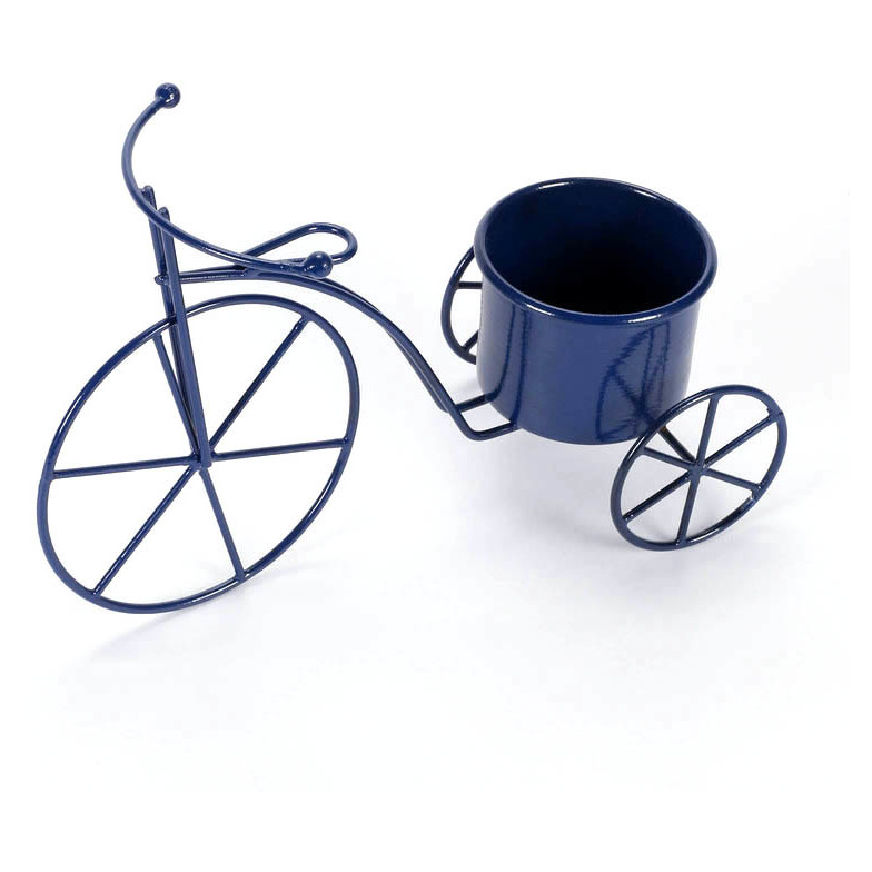 Moorni ELM19-021-025 9 Inch Blue Metal Cycle Planter Pot