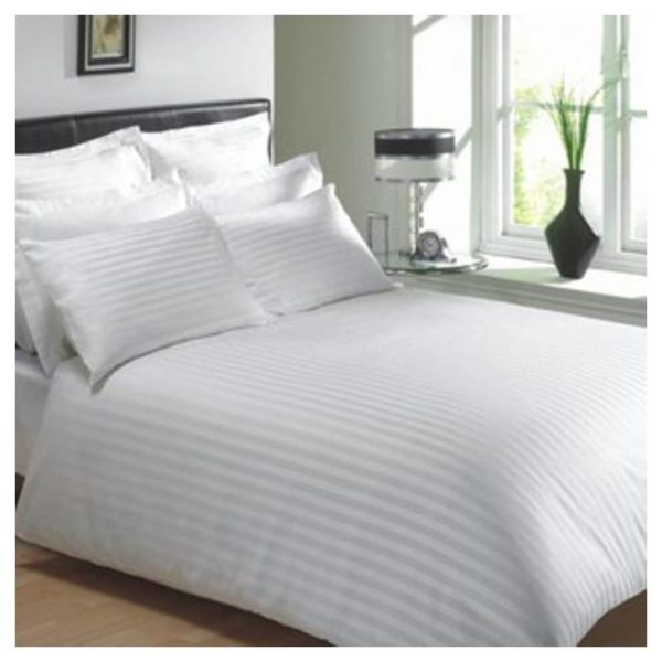 Kingtex Cover Queen 245X265cm Satin Stripe With 2 Pillow cover White Kingtex Cover Queen 245X265cm Satin Stripe With 2 Pillow cover White