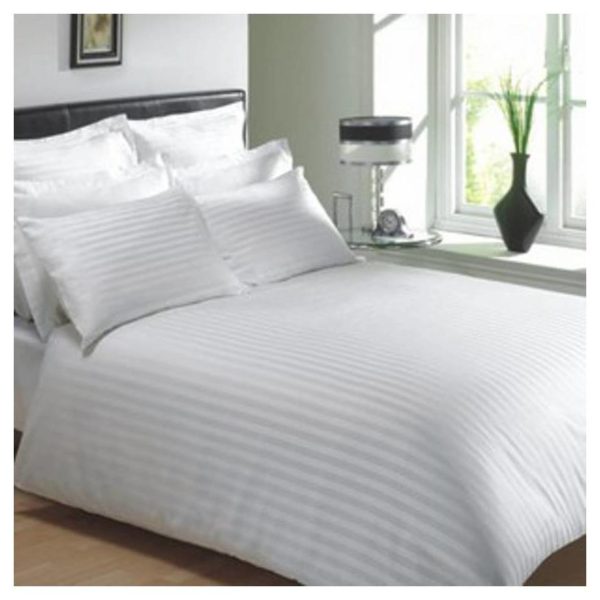 Buy Cover Queen 245x265cm Satin Stripe With 2 Pillow Cover White