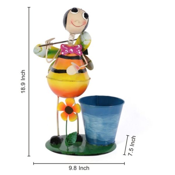 Moorni ELM19-021-006 Bumble Bee Metal Planter Pot Moorni ELM19-021-006 Bumble Bee Metal Planter Pot