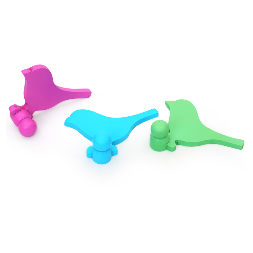 Moorni ELM20-012-003 Wooden Handcrafted Bird Pegs/Hangers (Set of 3)