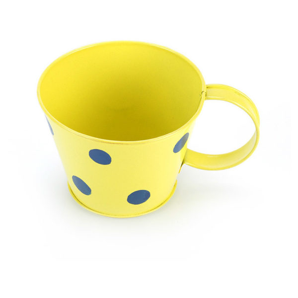 Moorni ELM19-021-041 Yellow Polka Dot Cup Shape Planter Pot Moorni ELM19-021-041 Yellow Polka Dot Cup Shape Planter Pot