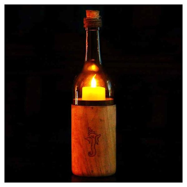Moorni ELM12-003-036 Battery Diya In A Recycled Bottle Decorative Lamp Moorni ELM12-003-036 Battery Diya In A Recycled Bottle Decorative Lamp