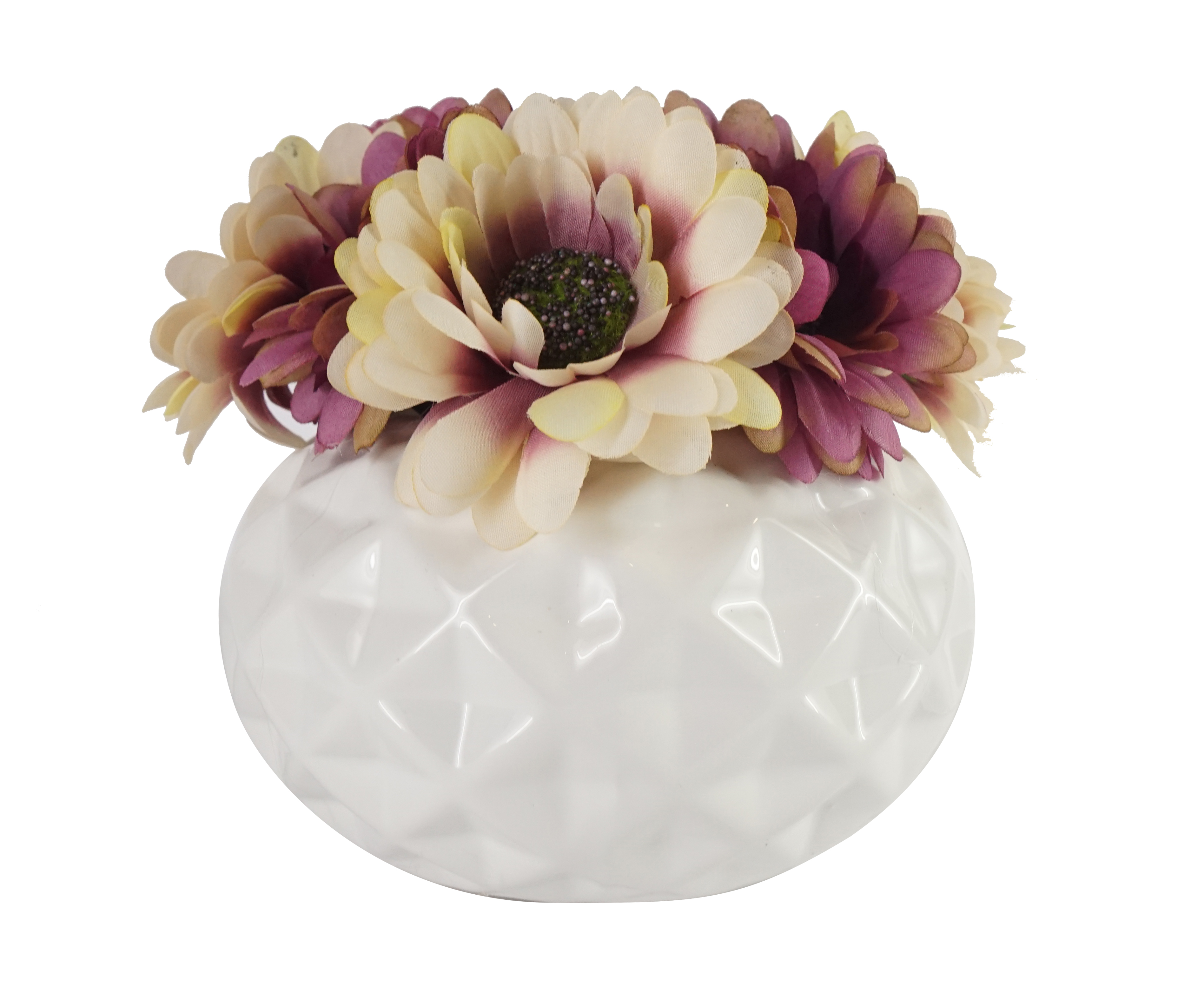 Rosso SDROSS22 Daisey Purple Flower with White Vase