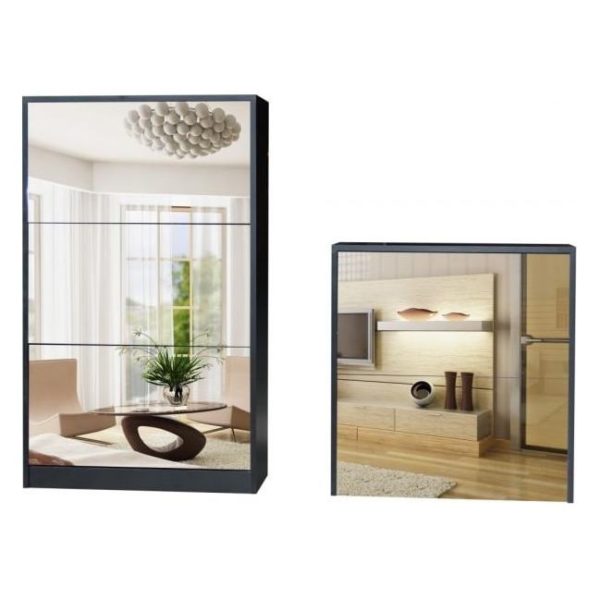 CLASS Shoe Cabinet with Full Length Mirror Walnut ASTV4112 CLASS Shoe Cabinet with Full Length Mirror Walnut ASTV4112