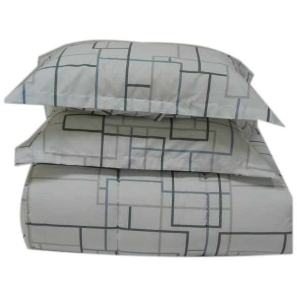 AIWA AI-807-10/180TC Double Comforter Set 220x240cm Poly Cotton Print White/Blue AIWA AI-807-10/180TC Double Comforter Set 220x240cm Poly Cotton Print White/Blue