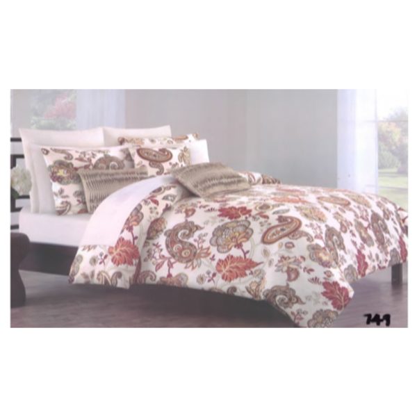 AIWA AI-749-9/144TC King Comforter Set 240x260cm Polycotton Print Brown AIWA AI-749-9/144TC King Comforter Set 240x260cm Polycotton Print Brown