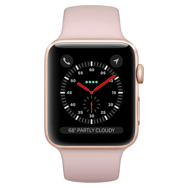 Apple Watch Series 3 GPS + Cellular 38mm Gold Aluminium Case with Pink Sand Sport Band Apple Watch Series 3 GPS + Cellular 38mm Gold Aluminium Case with Pink Sand Sport Band