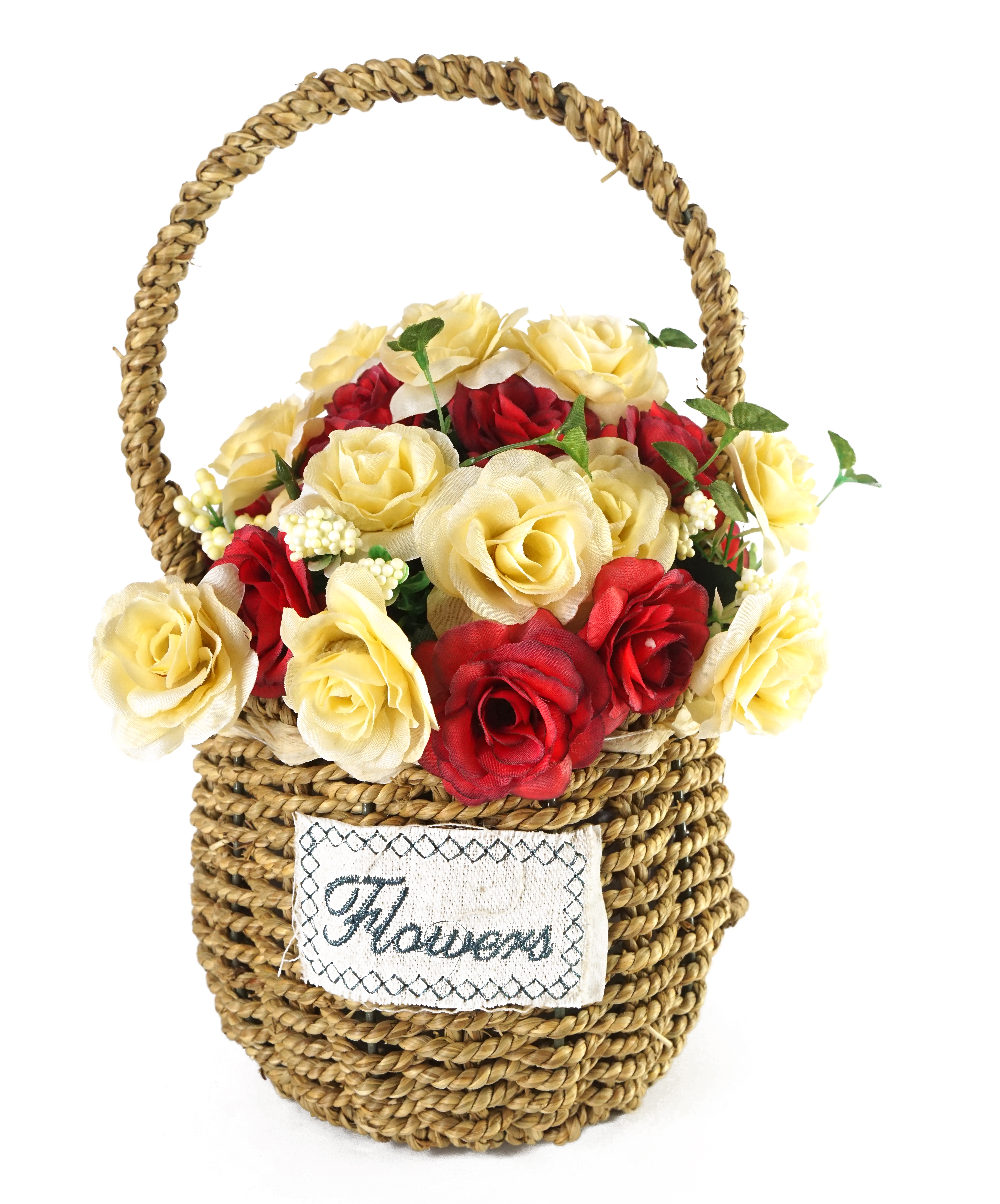 Rosso SDROSS24 Flower in Cane Hangle Brown Basket