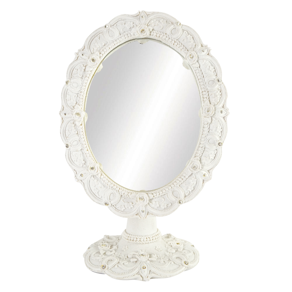 Rosso SDROSS16 Oval Shape Mirror Stand White