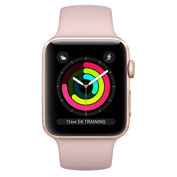 Buy Apple Watch Series 3 Gps 38mm Gold Aluminium Case With Pink Sand Sport Band Price Specifications Features Sharaf Dg