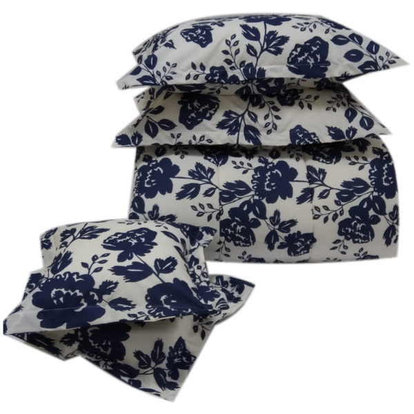 AIWA AI-747-9/144TC King Comforter Set 240x260cm Polycotton Print Dark Blue AIWA AI-747-9/144TC King Comforter Set 240x260cm Polycotton Print Dark Blue