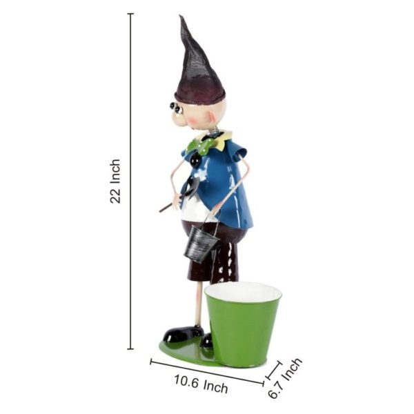Moorni ELM19-021-015 Elf Boy Metal Planter Pot Moorni ELM19-021-015 Elf Boy Metal Planter Pot